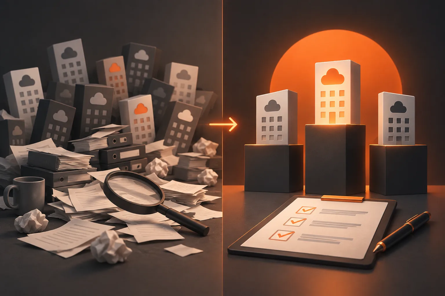 Editorial illustration representing top saas development companies